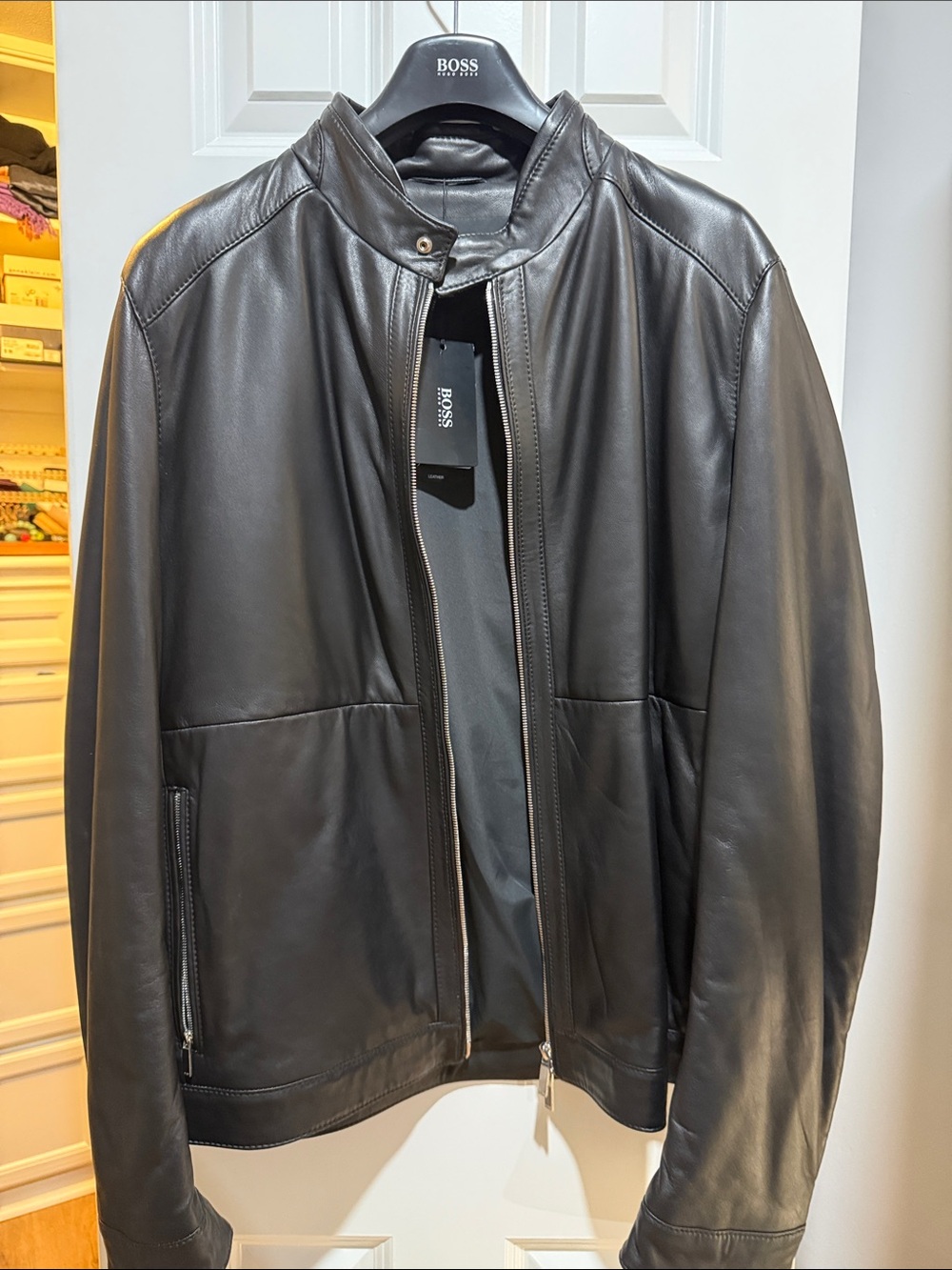 Hugo Boss Black Leather Bomber Jacket